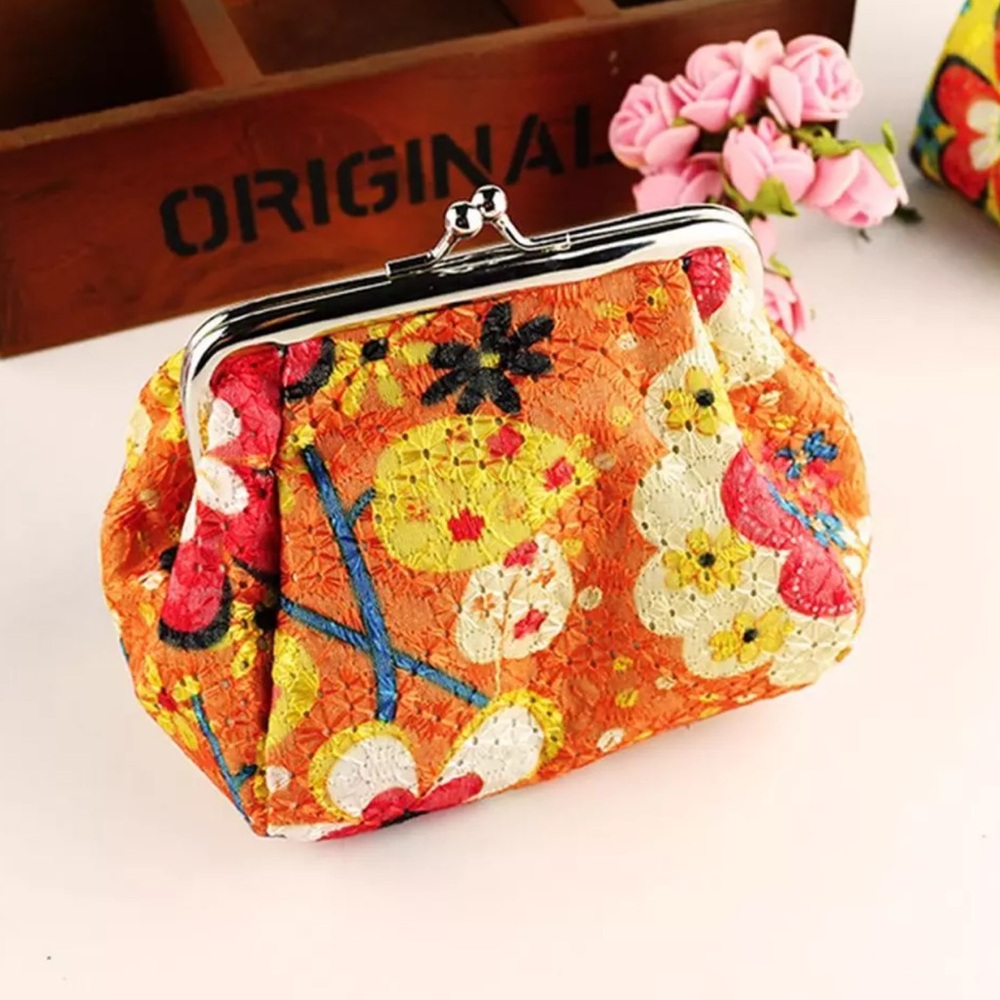 NEW| Women’s Vintage Print Floral Clasp Small Coin Wallet